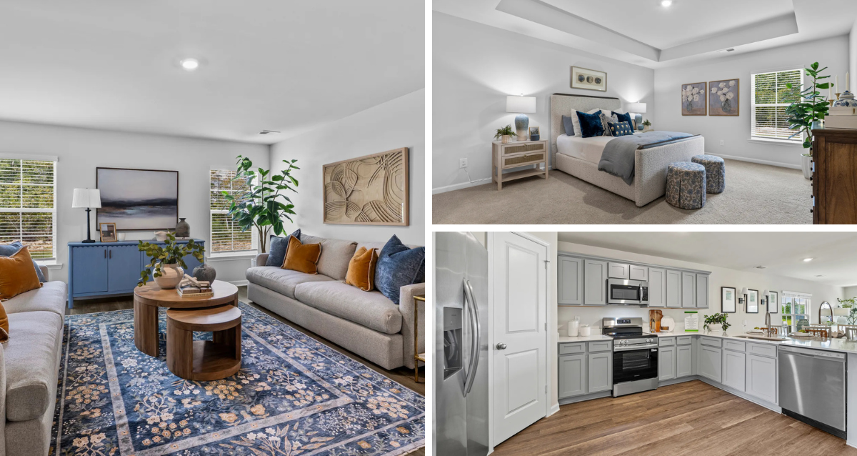 Interior images from McGuinn Homes' Woodland Select Series floor plans.