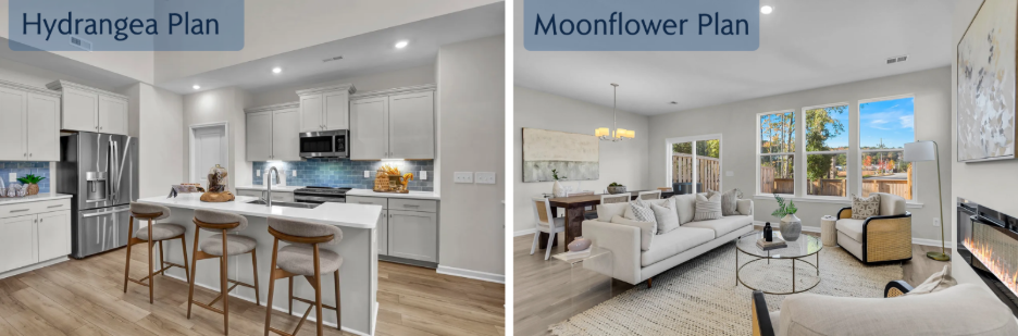 Interior photos of Hydrangea and Moonflower plans