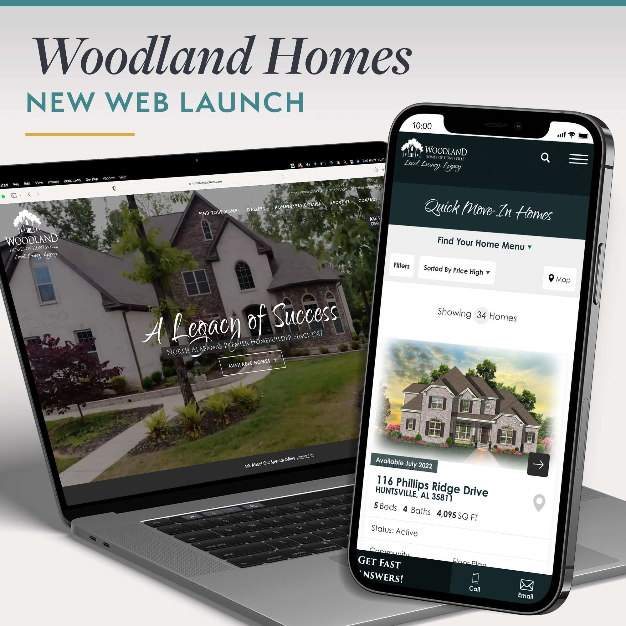 Woodland Homes Website on Laptop and iPhone