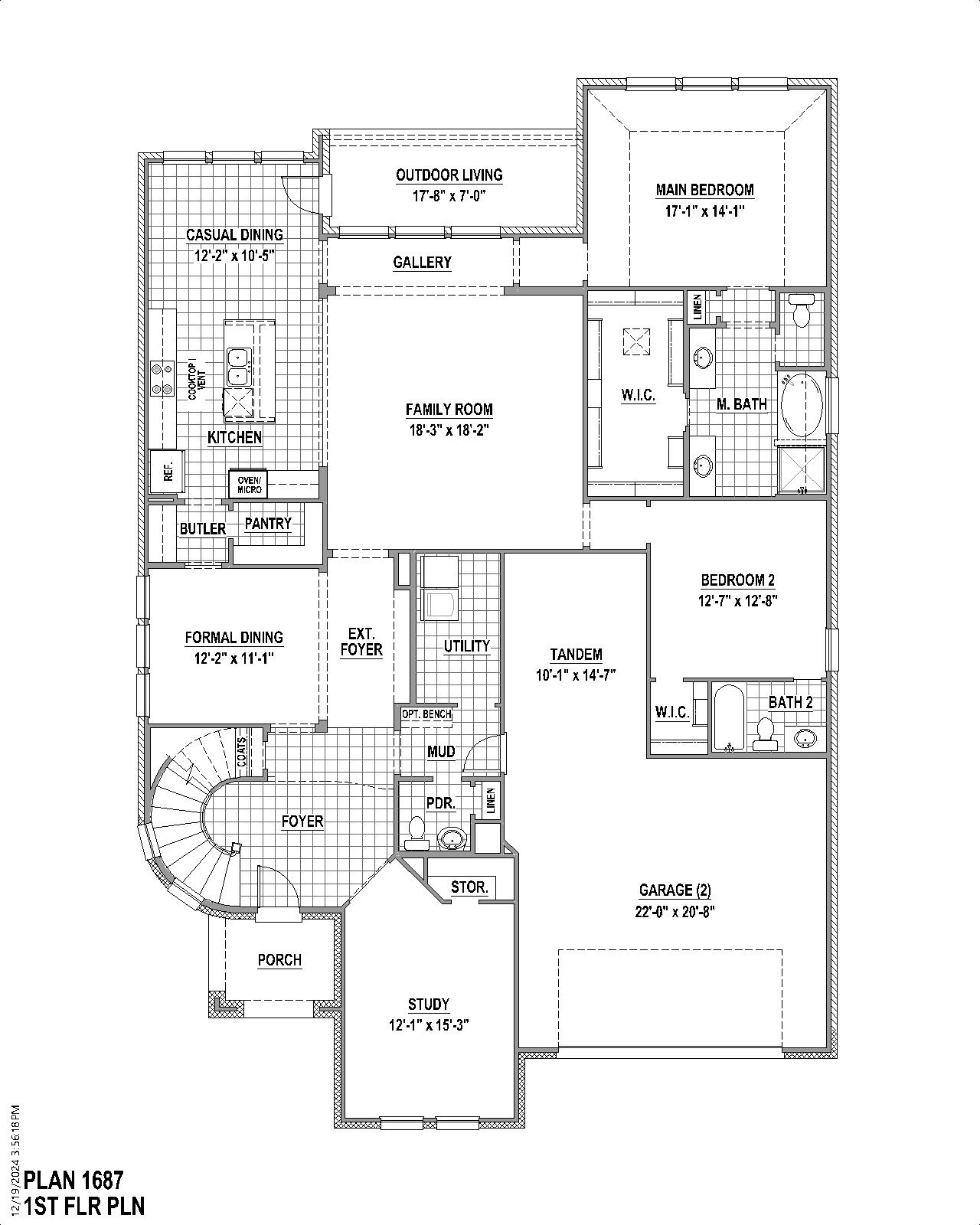 Plan 1687 floor plan drawing