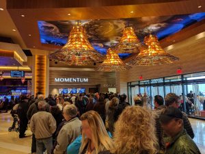 Self-Parking Entryway: Opening Day lines for Momentum Rewards. ilani's member rewards program.