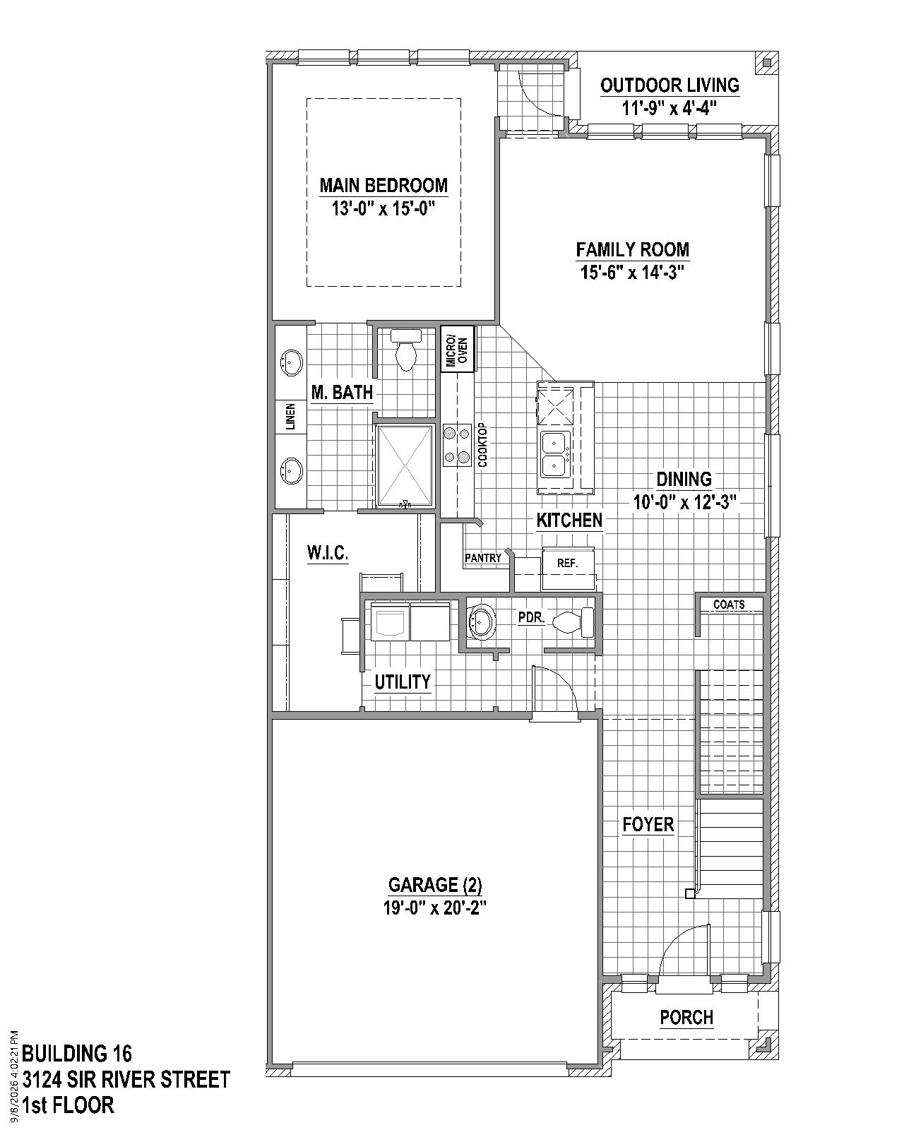 TH Building 16 Unit 3 W floor plan drawing