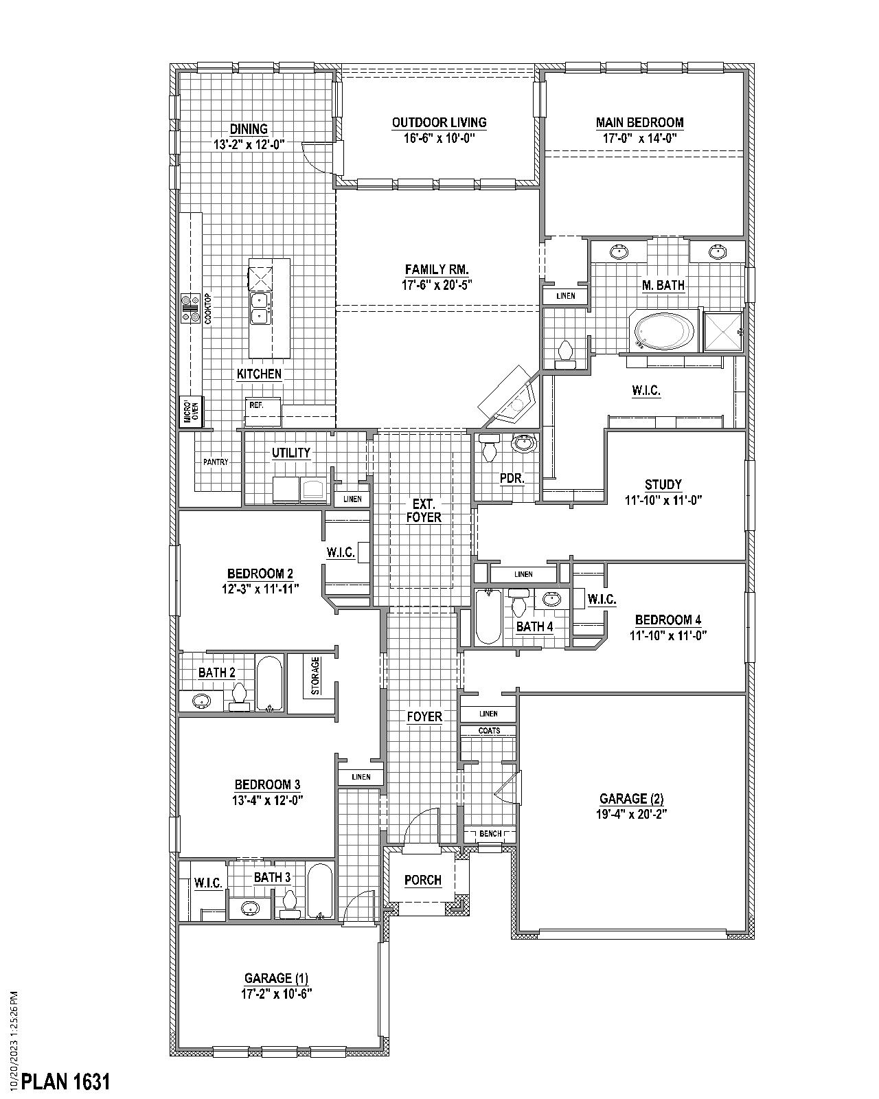 Plan 1631 floor plan drawing