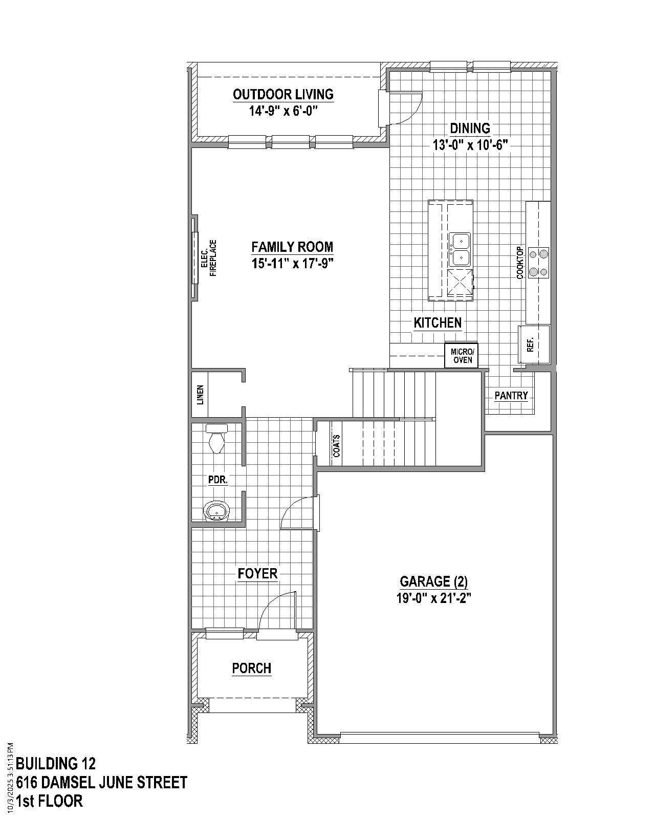 TH Building 12 Unit 2 W floor plan drawing