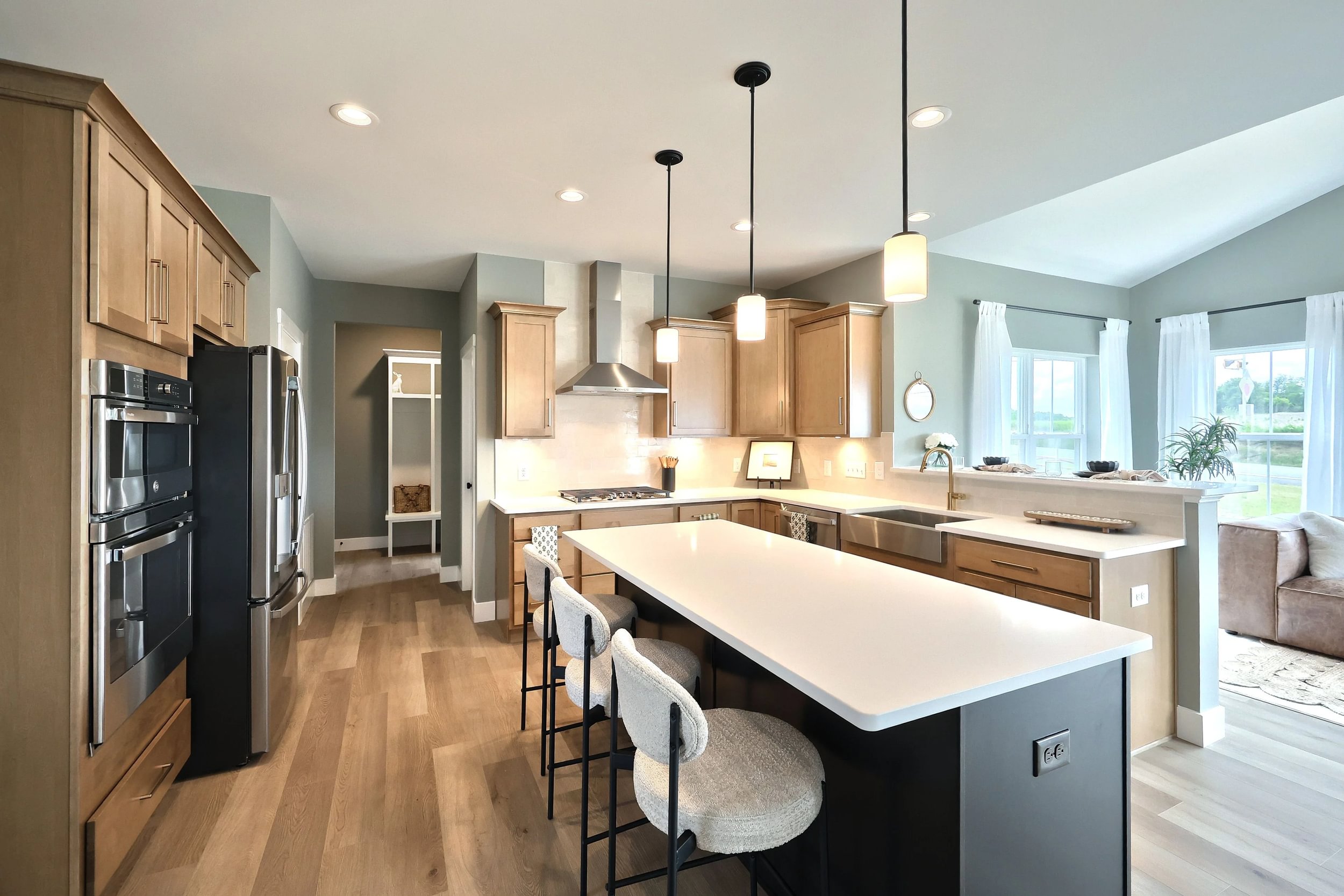 Modern Warm Toned Kitchen in a Berks Homes Beacon Pointe Model Home in South Central Pennsylvania