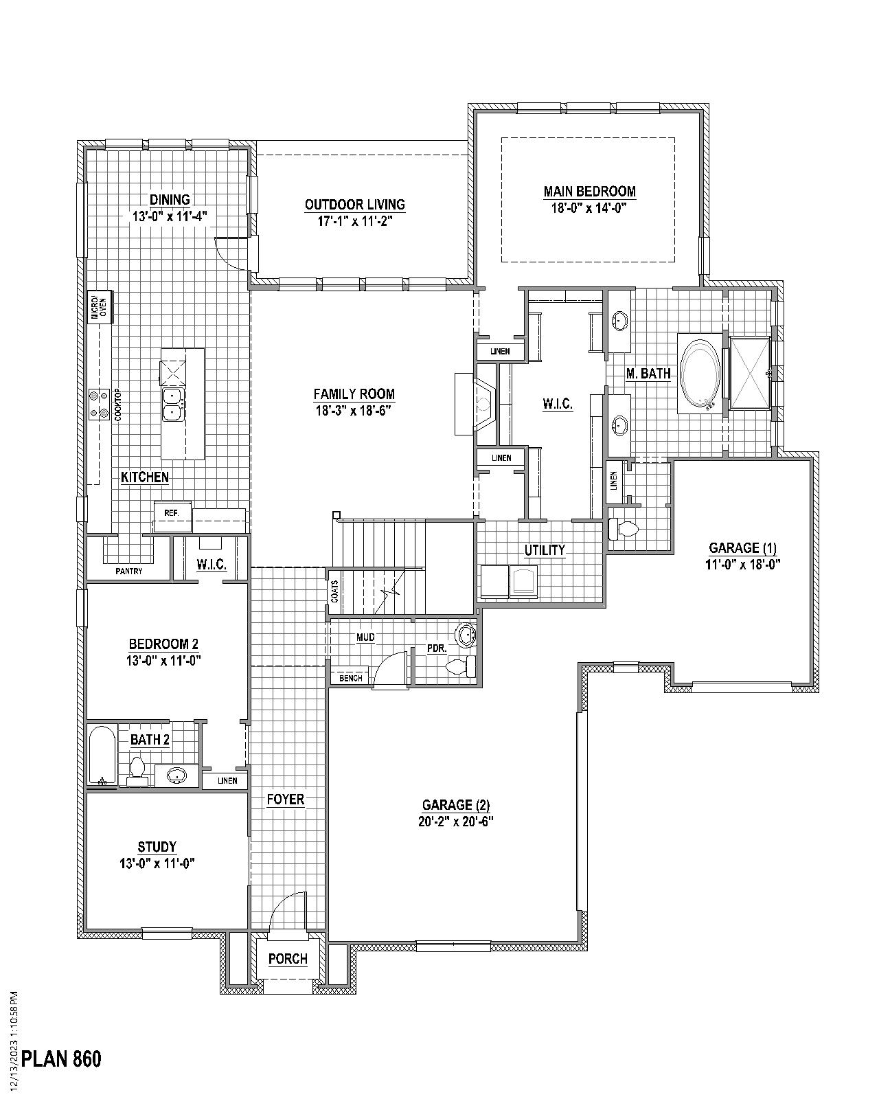 Plan 860 floor plan drawing