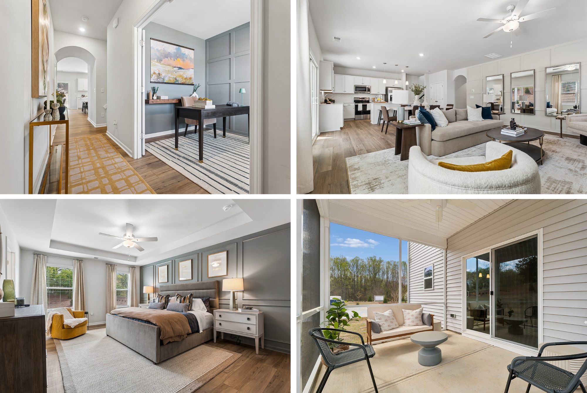 Interior photos of the Piper Creek model home.