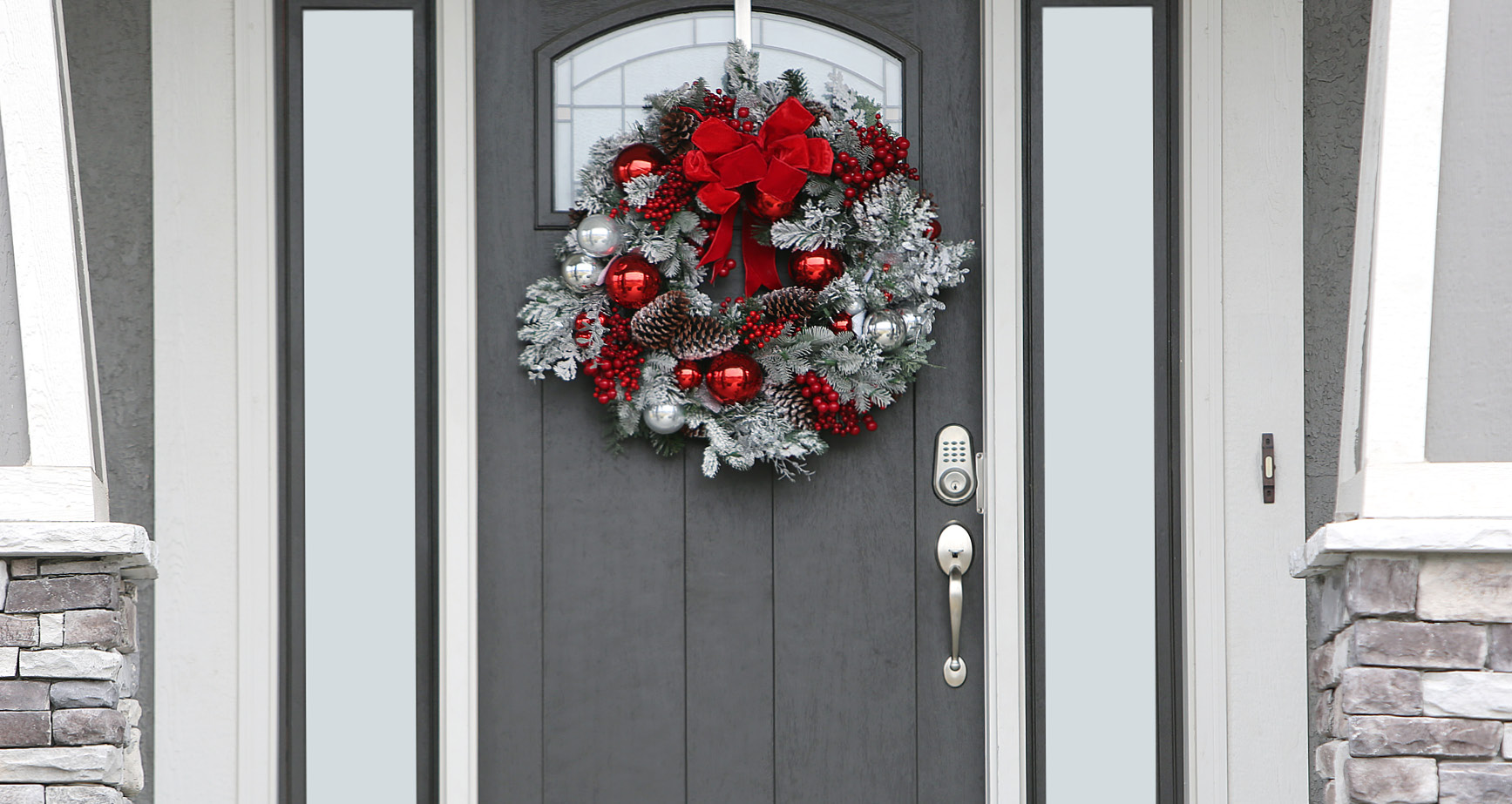 Add to the exceptional curb appeal of your new home's exterior with the adornment of a holiday wreath.