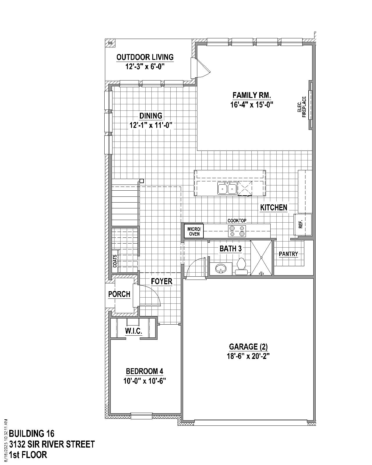 TH Building 16 Unit 1 W floor plan drawing
