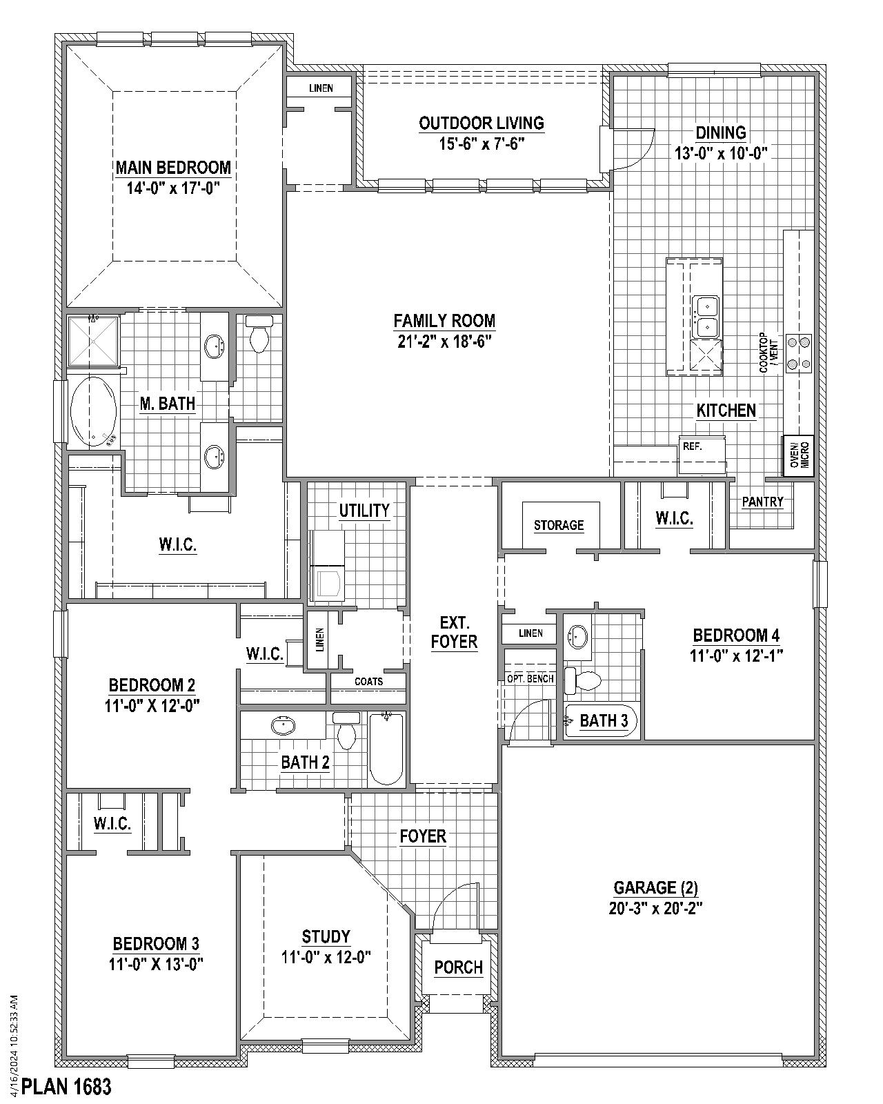 Plan 1683 floor plan drawing