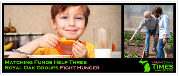 Child eating fruit and a couple gardening, showing Royal Oak Groups initiatives supported by custom homebuilders Robertson Homes in Michigan