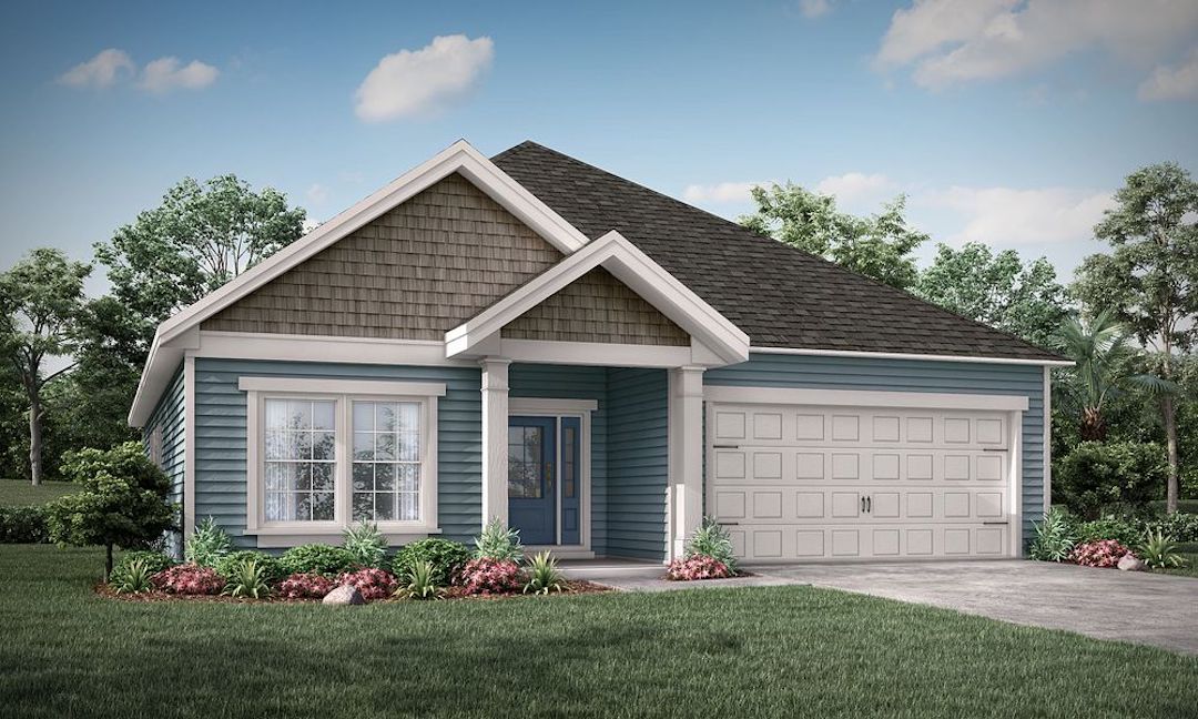 Ernest Homes single-story floor plan exterior Front exterior of an Ernest Homes single-story new construction home