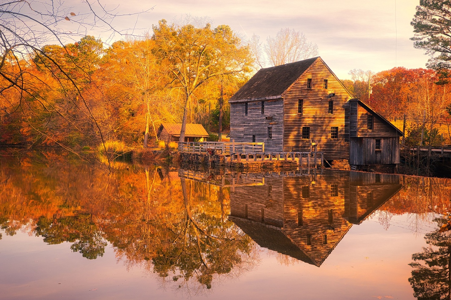 Fall day at Historic Yates Mill County Park