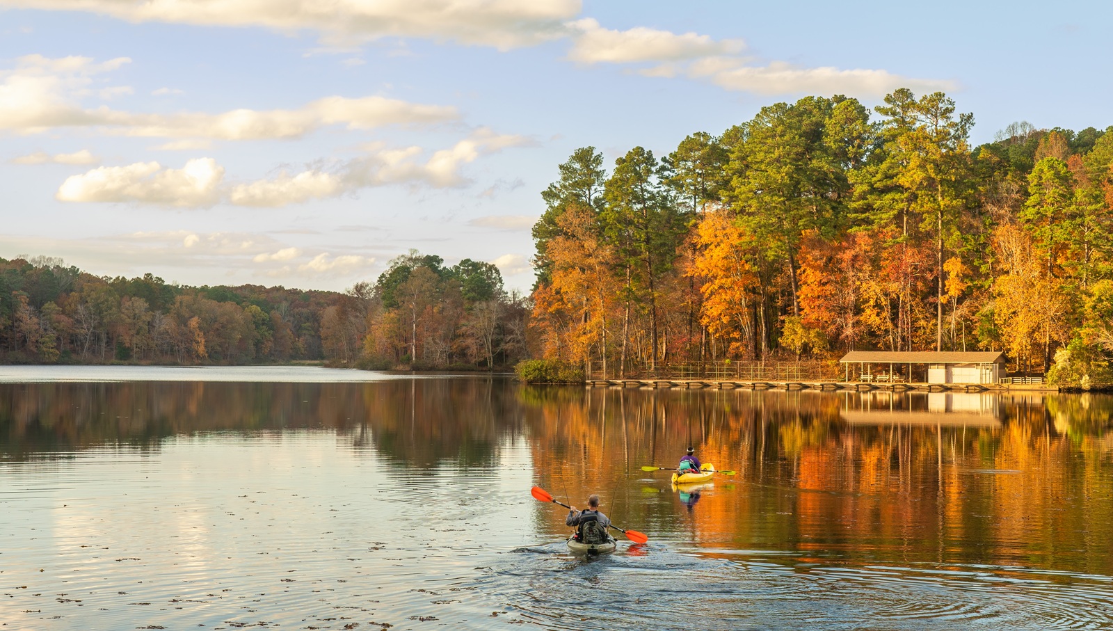 People kayaking in Umstead State Park