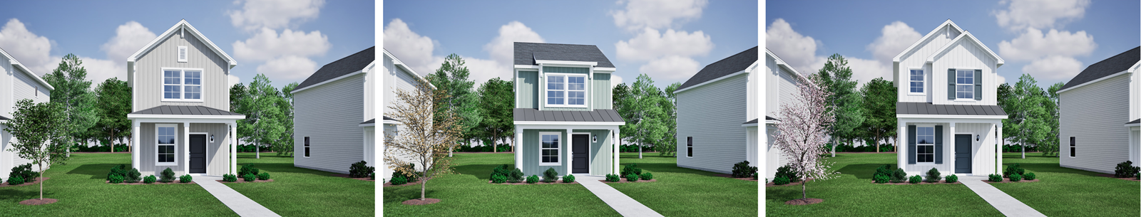 Renderings of Brantley floor plan exteriors.
