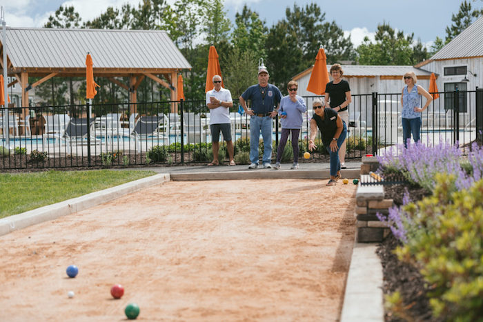 People playing bocce.