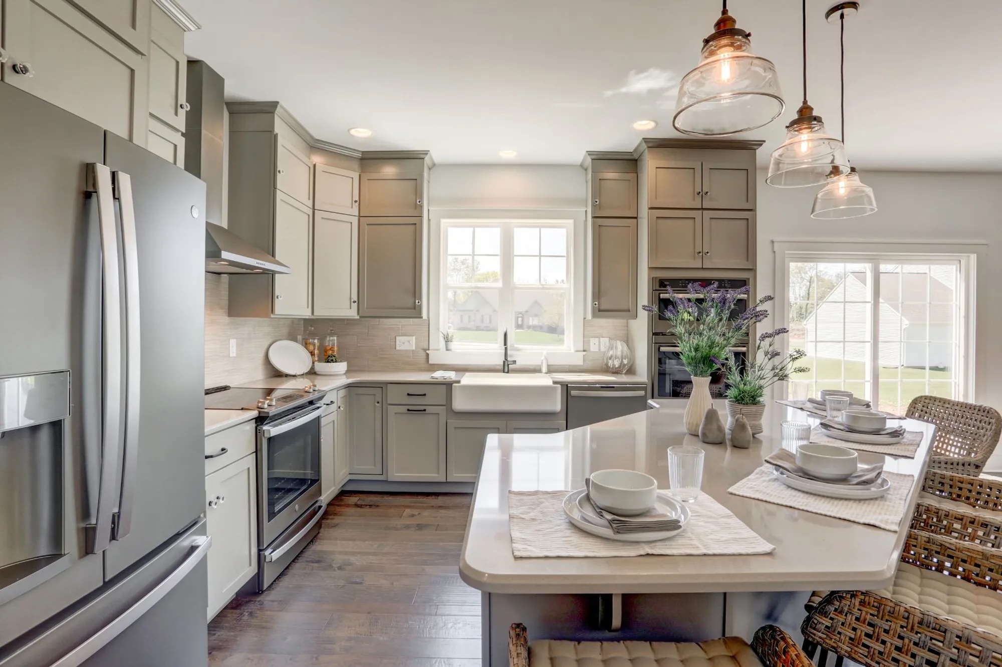 A bright modern open kitchen in a Garman Builders Home