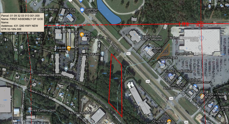 3 Acres - US Hwy 280 - Phenix City - Al.