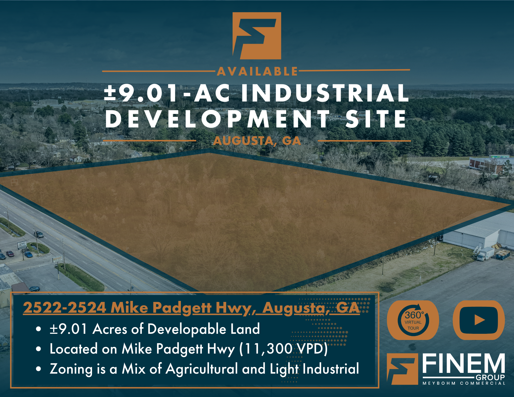 9.01-Ac Industrial Development Site, Augusta, GA for sale, image size:2000x1545