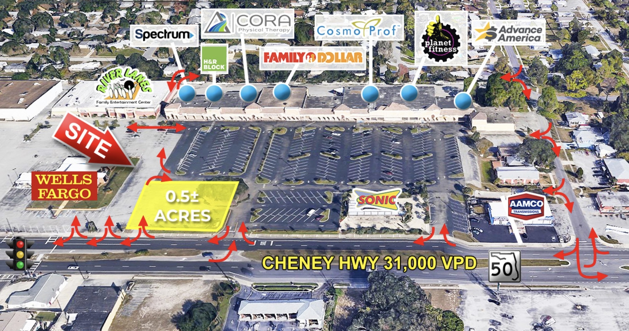 Half Acre +/- Ground Lease - Busy Plaza!
