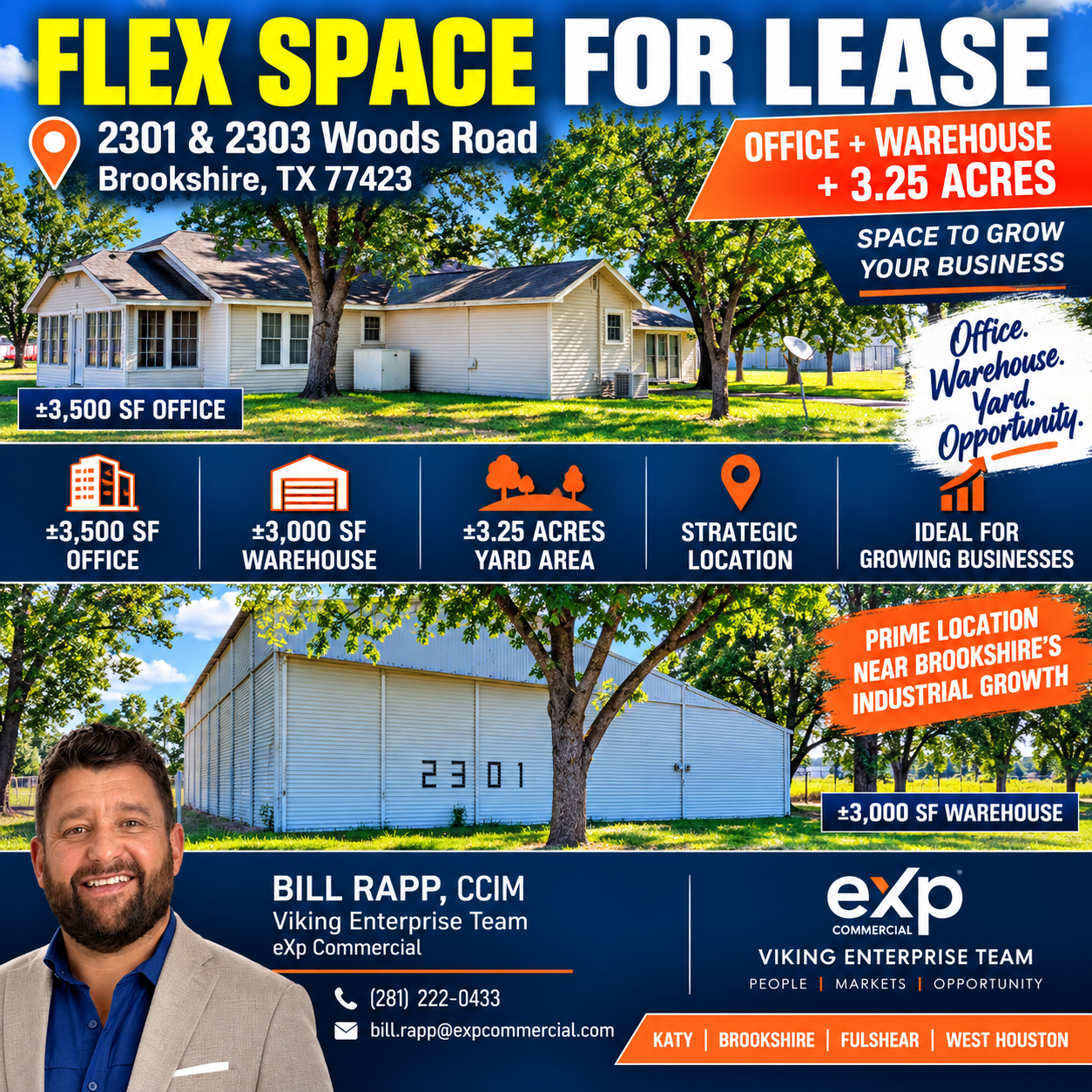 Office + Warehouse + Yard | Rare ±3.25-Acre Flex Opportunity Near Brookshire Industrial Hub