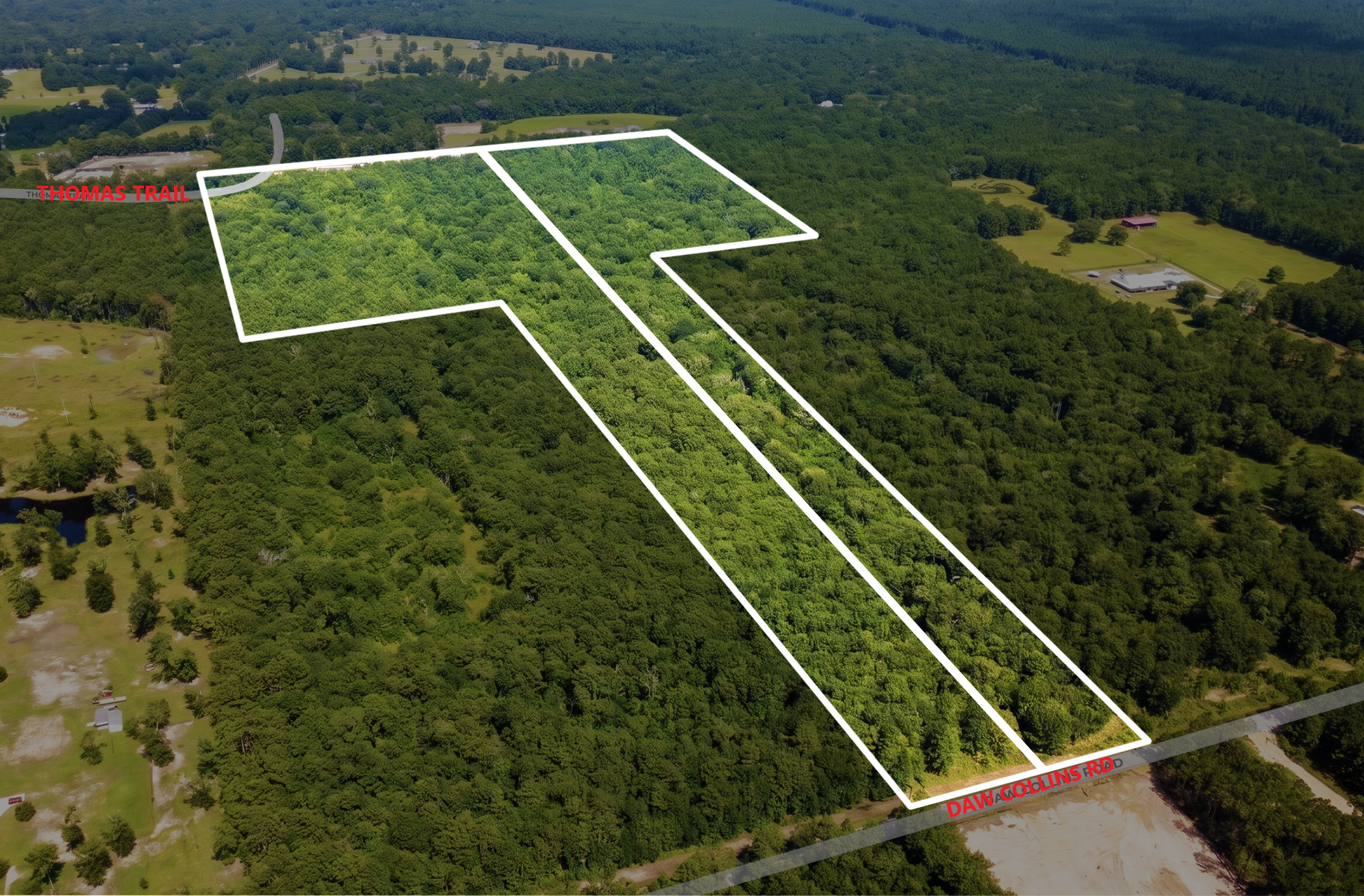 57.342 AC Unrestricted Development Land | Daw Collins Rd | Dual Road Access
