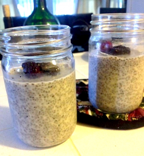 Premium Photo  Chia seed milk pudding and dry seeds in glass jars