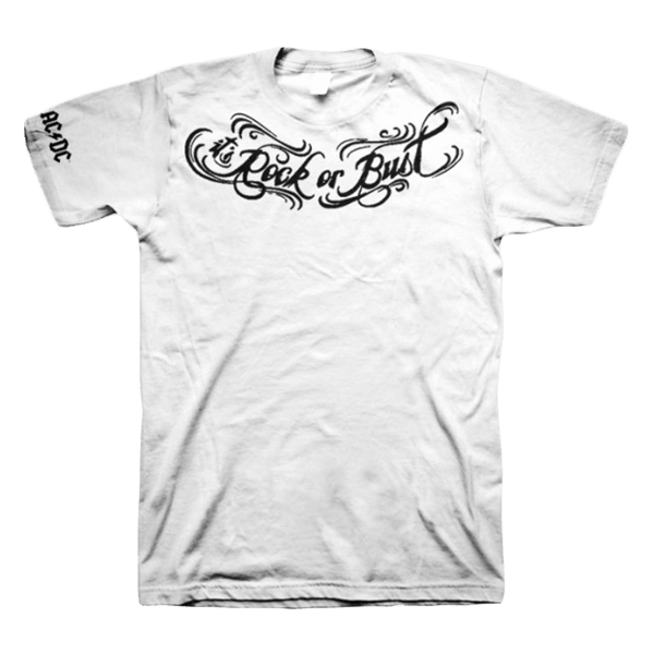 Tattoo Script Rock Or Bust T-Shirt (White)