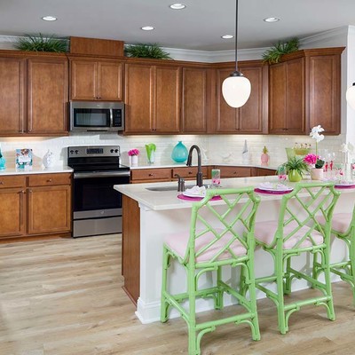 Large kitchen with breakfast bar