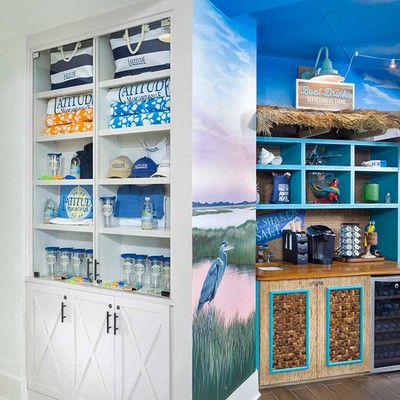 Shelves with souvenirs