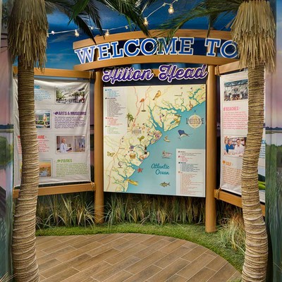 Stand with a map of the area