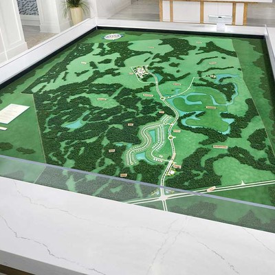 Stand with a model of territory