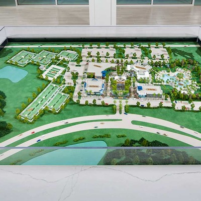 Stand with a model of territory