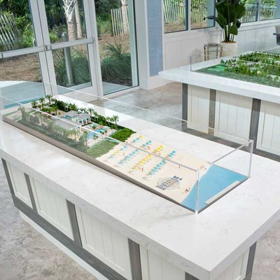 Room with a house models