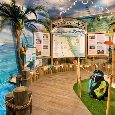 Room with advertising banner