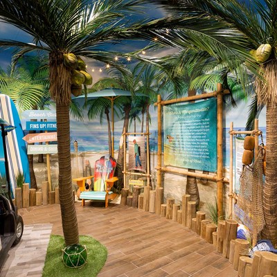 Room with advertising banner