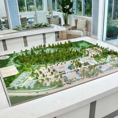 Room with a house models