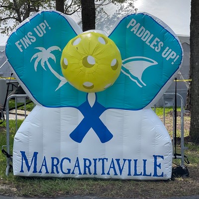 Large inflatable Margaritaivlle Pickleball promotional sign