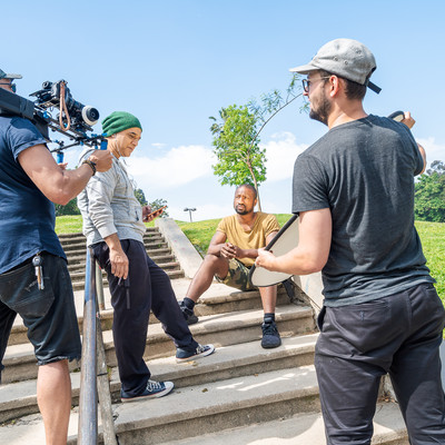 On the set of the Here I Am music video 