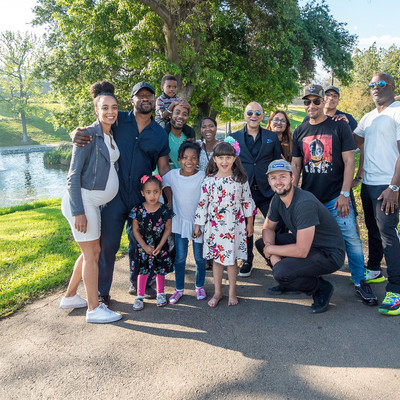 Omar with the cast and crew of the Here I Am music video 