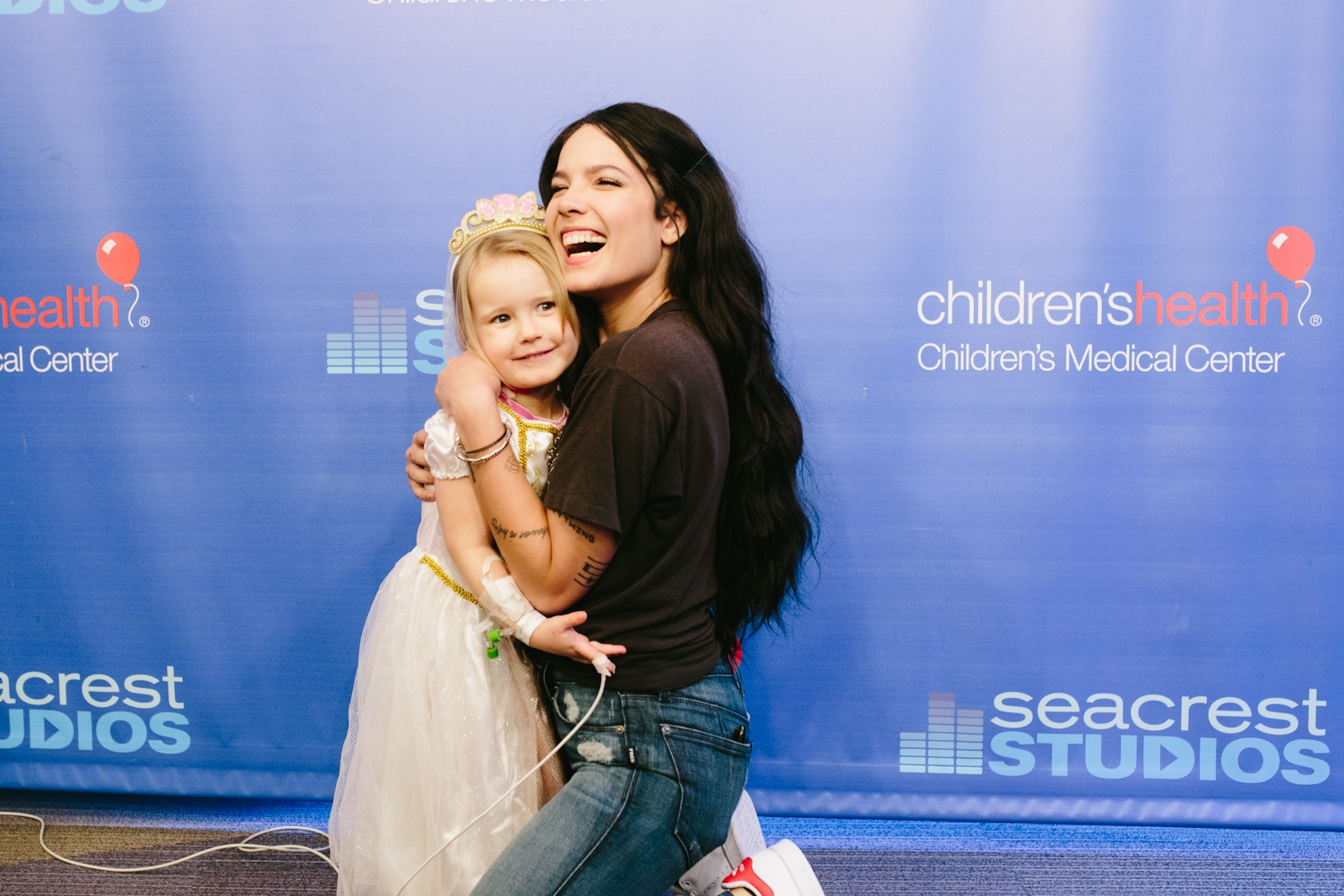 Halsey makes friends with a princess in Seacrest Studios Dallas