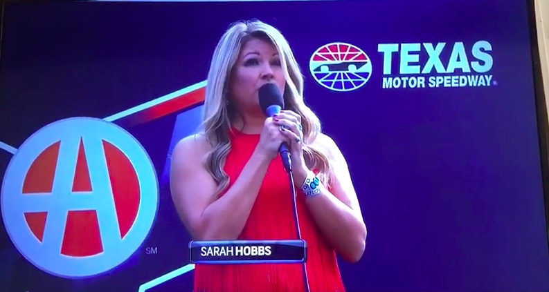 Sarah Hobbs sings National Anthem at Autotrader EchoPark Automotive 500 at Texas Motor Speedway