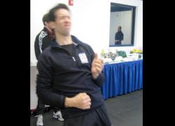 Ben takes a break for air guitar! 