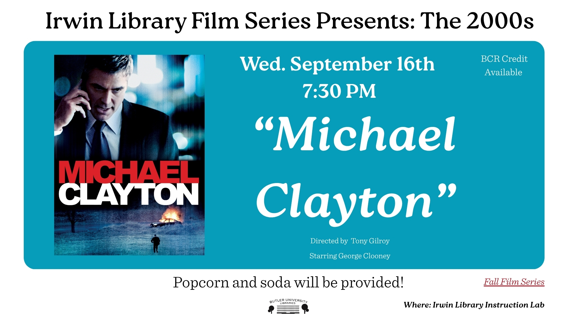 Promotional Flyer for the film Michael Clayton at Irwin Library