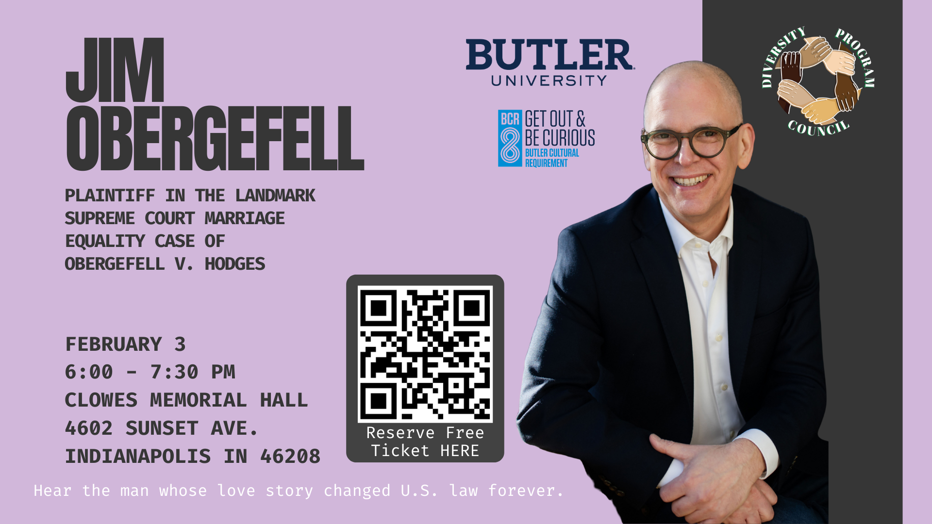 2026 Butler University Founder's Week Keynote Address: An Evening with Jim Obergefell