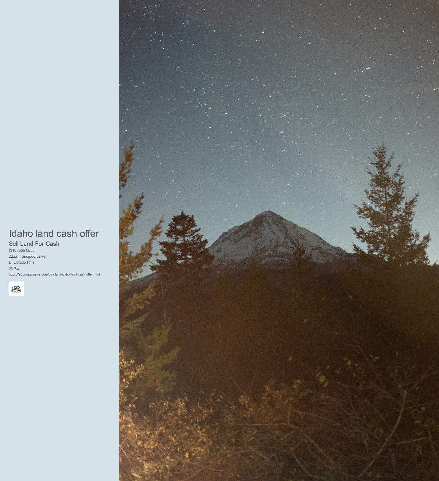 What is the process for selling Idaho land for cash money?