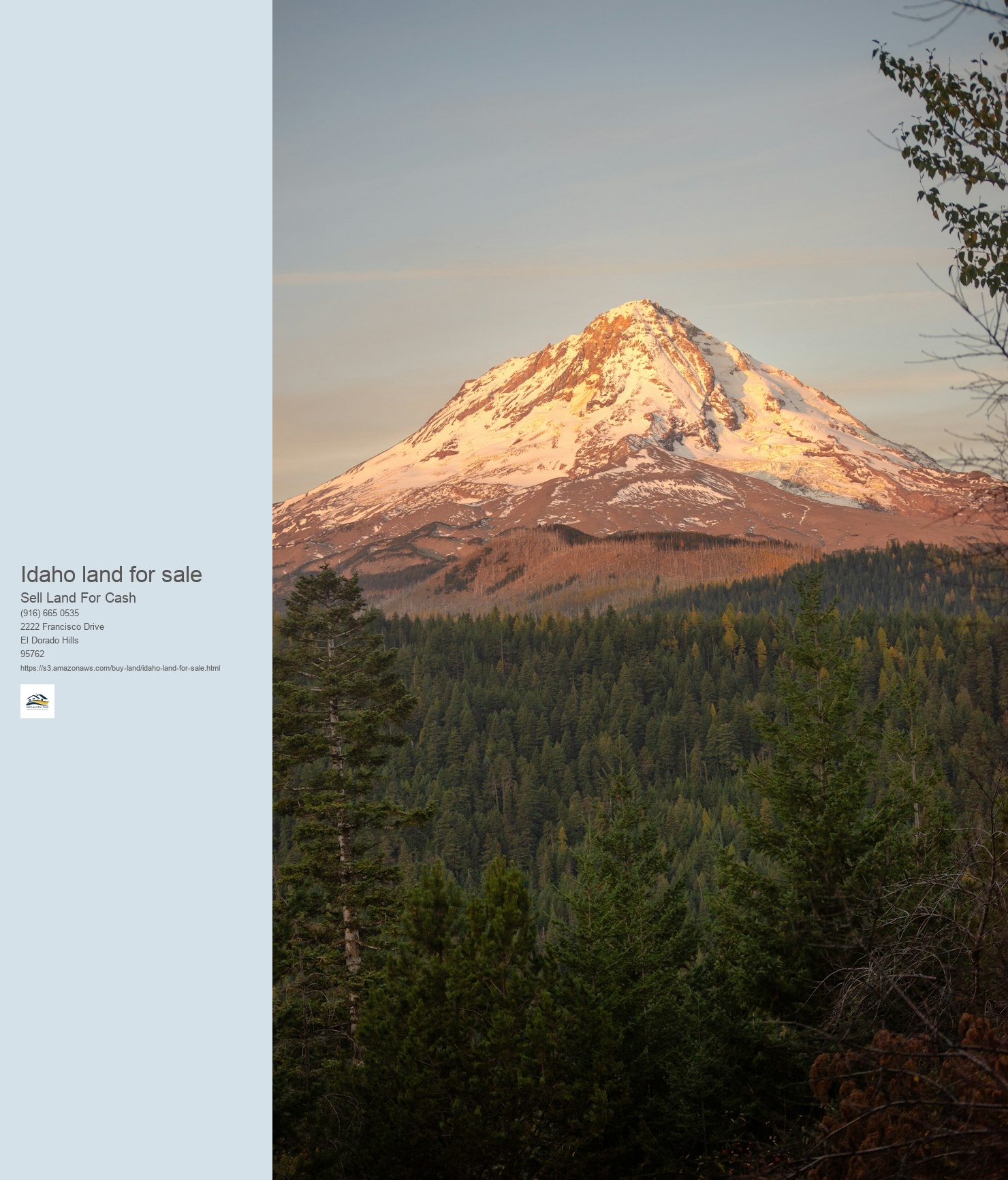 What is the value of Idaho land when selling for cash?