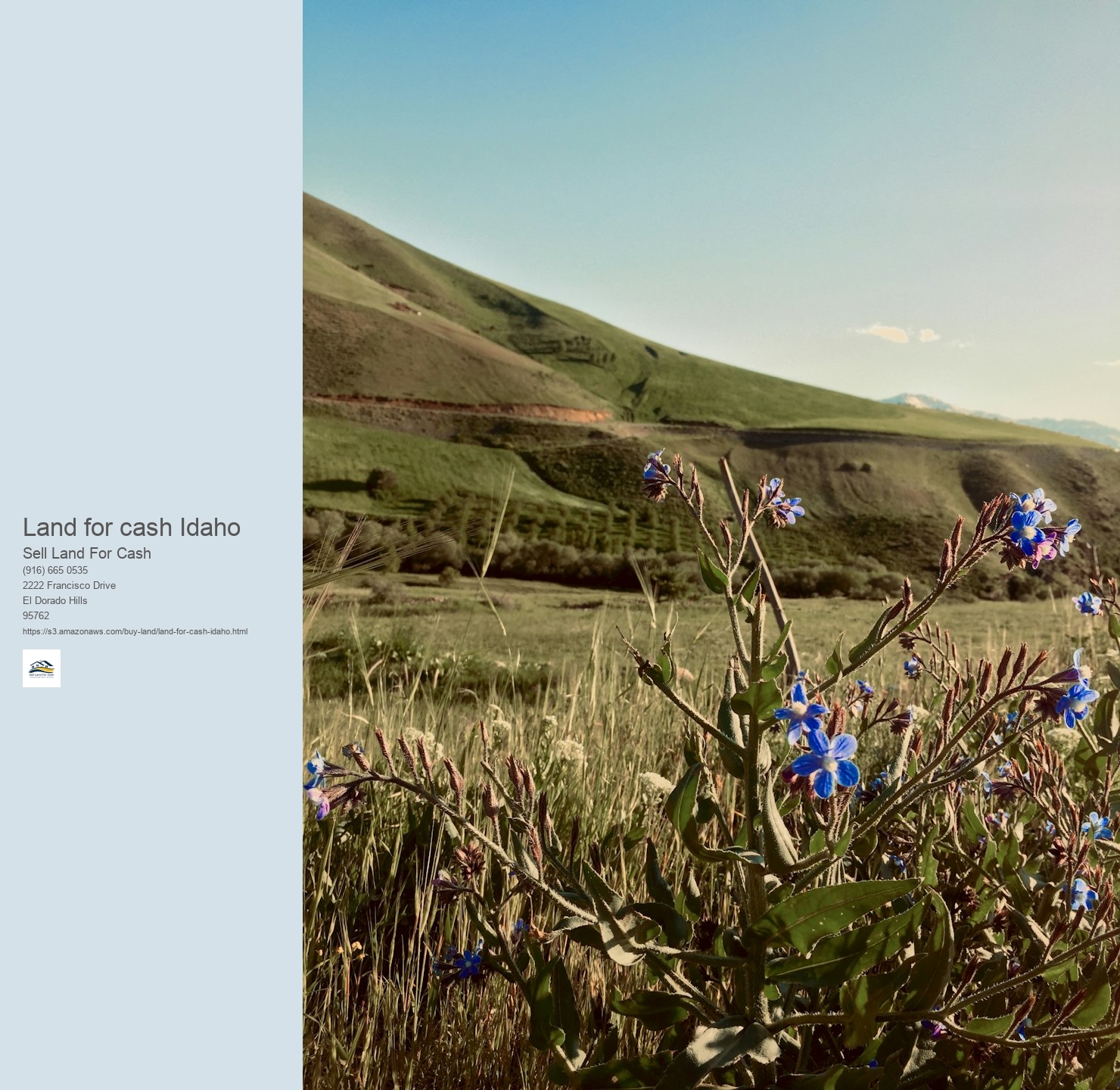 What is the value of Idaho land when selling for cash?