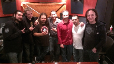 Catalano and friends at Transient Sound Chicago after a long day of recording