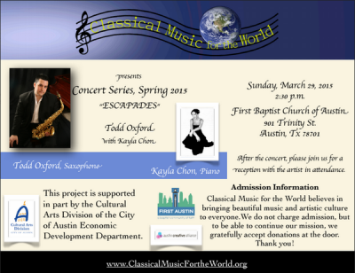 <p>Flyer of Classical Music for the World Concert Series</p>
<p>2015</p>